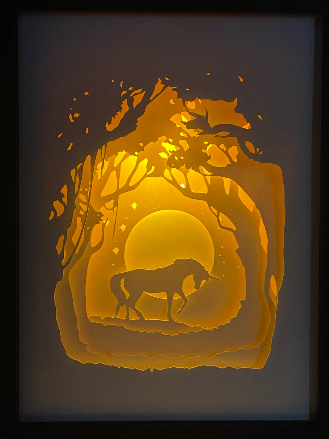 VEILLEUSES - LAMPE DE CHEVET - CADRE LUMINEUX - "LICORNE ÉTOILÉE"