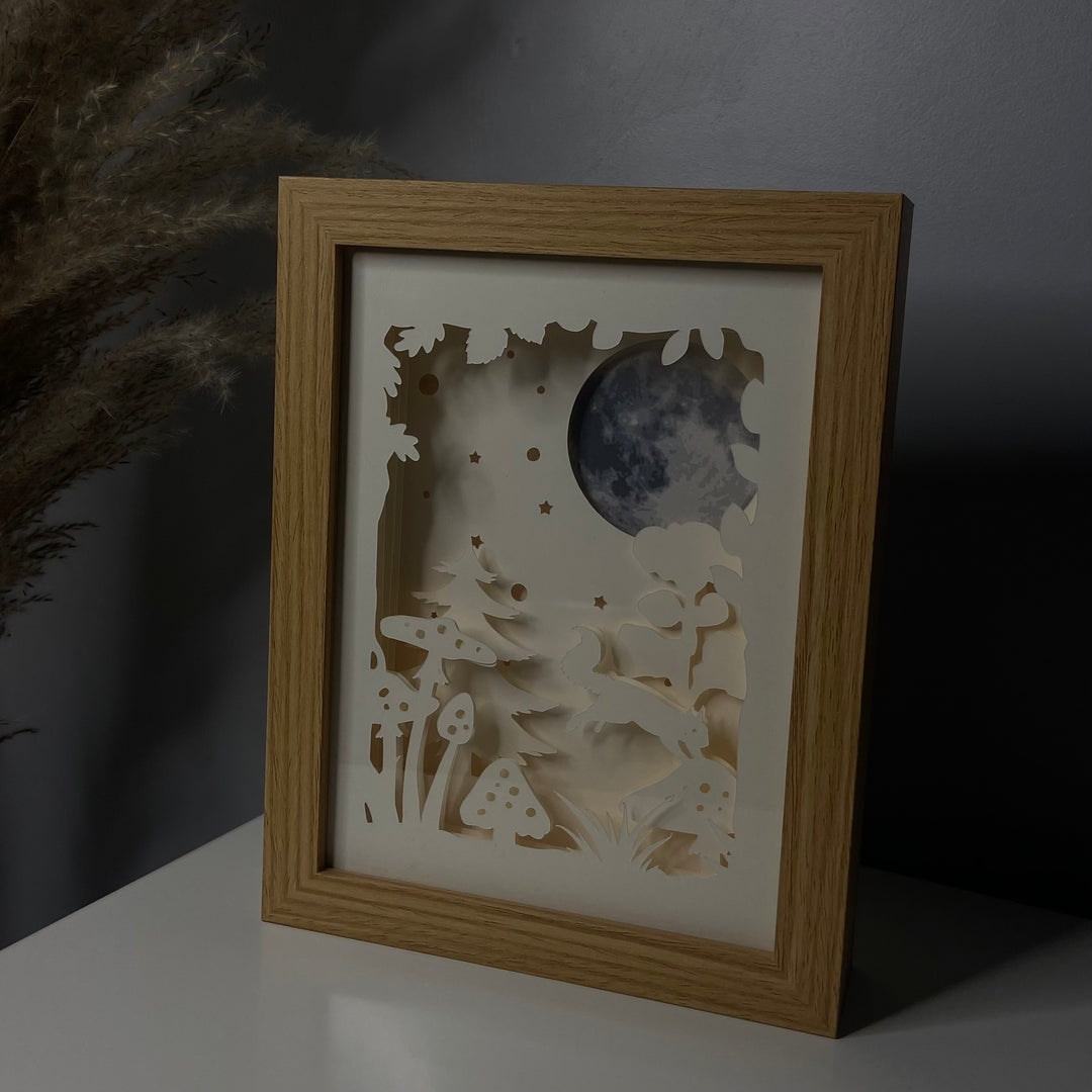 VEILLEUSE - LAMPE DE CHEVET - CADRE LUMINEUX - "L'ÉCUREUIL MAGIQUE"
