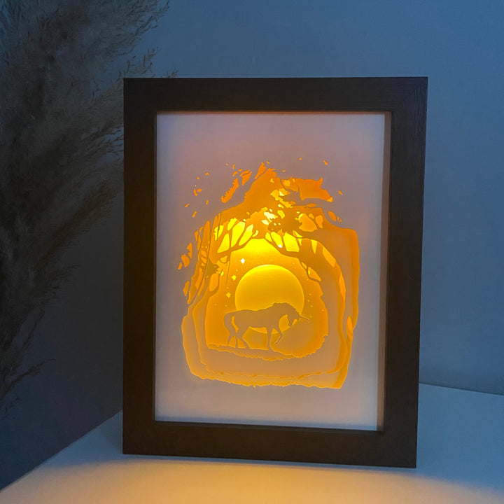 VEILLEUSES - LAMPE DE CHEVET - CADRE LUMINEUX - "LICORNE ÉTOILÉE"